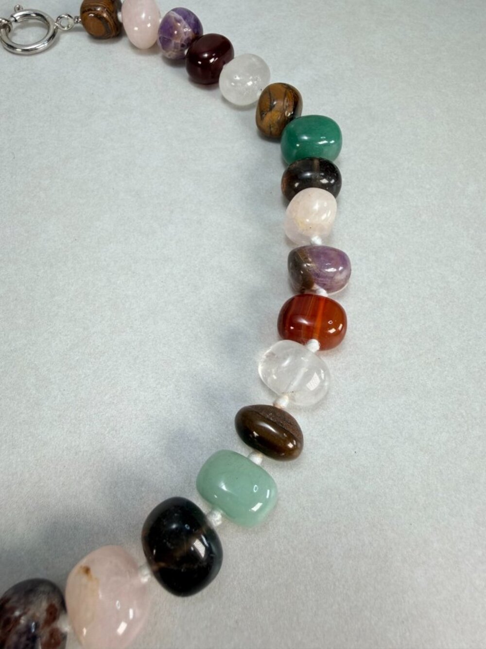 Natural Gemstone Nugget Necklace Multi Stone Quartz Agate Aventurine - Picture 6 of 9
